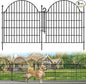 Decorative Metal Garden Fence with Gate Lock 5 Panels, 32in (H) x 11.8ft (L) No Dig Dog Fence Outdoor for Yard, Temporary Rustproof Metal Wire Rabbit Dog Garden Border Fencing for Patio