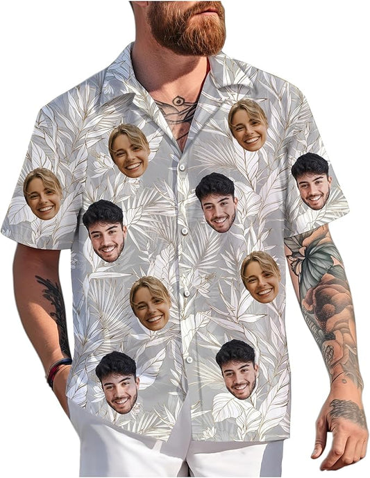 Custom Hawaiian Shirt with Face Photo Picture for Men Women Kids Youth Adult, Tropical Personalized Hawaiian Shirts Gift