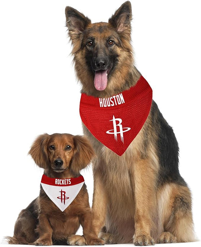 NBA Dog Bandana - Houston Rockets Reversible Pet Bandana. 2 Sided Home & Away Sports Bandana with a PREMIUM Embroidery TEAM Logo, Large/X-Large
