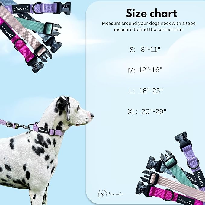 ShawnCo Dream Walk Dog Collar- Premium, Adjustable and Comfortable Pet Collar for Small, Medium, Large and Extra Large Dogs (XL, Oceanic Blue)