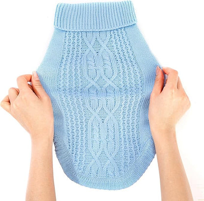 Stretchy Cat Sweater - 17 Colors & 6 Sizes | Snug Winter-Ready Knit for Boy/Girl Cats & Kittens(Blue, X-Small)