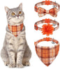 Breakaway Cat Collars with Bell & Cute Pendants - 3 Pack Adjustable Safety Kitten Collars - Decoration for Girl Boy Cats Puppy and Small Pets (Style C - Fall)
