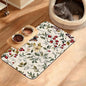 Butterfly Flower Dog Food Mat,Vintage Berry Absorbent Pet Feeding Mat for Food and Water Bowl,Quick Dry Dog Placemat Non Slip Rubber Backing Waterproof Pet Supplies 12" x 20"