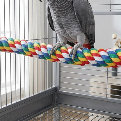 iplusmile Bird Perch 44 Inch Bird Rope Perches for Parrots, Cockatiels, Parakeets, Budgie Parakeet African Greys, Cockatiels, Conures, Budgie Cages Comfy Rope Toy, Colorful