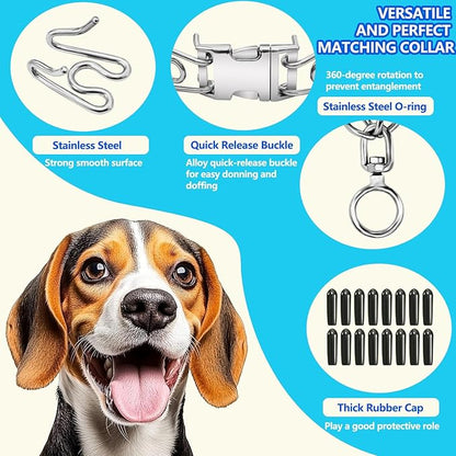 Stainless Steel Dog Collar, Tangle-Free 360° Swivel Collar with Quick-Release Buckle, Adjustable for Small, Medium and Large Dogs (M-3.0mm)