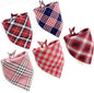 Savier 5PCS Dog Bandanas with Button - Fall Thick Triangle Bibs Dual Layer Soft Cotton Scarves for Small Medium Girl Puppy Cat Pet Baby Square Plaid Printing Washable Kerchief Halloween Outfits Pink