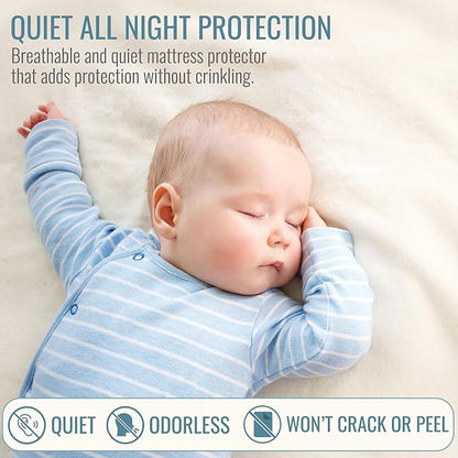 DMI Full Size Waterproof Mattress Protector - Fitted, Noiseless Mattress Cover, Soft and Breathable, 54" x 75"x 13", White