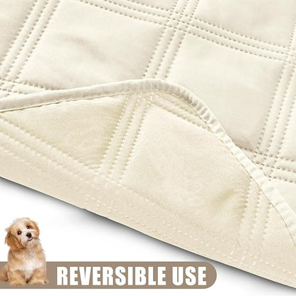 Smiry Waterproof Dog Bed Cover Blanket 40x50, Soft Reversible Pet Blanket, Washable Leakproof Cats Dogs Couch Cover for Sofa, Couch, Furniture, Beige/Beige