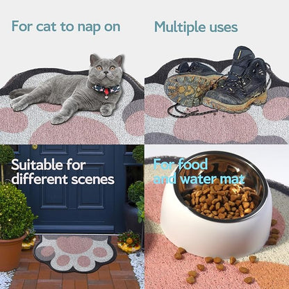 Cute Cat Litter Mat 24”x16”, Litter Box Mat, Litter Trapping Mat, Soft on Kitty Paws, Easy Clean, Anti Slip, Pet Accessories, Door Floor mats - White Pink60*40