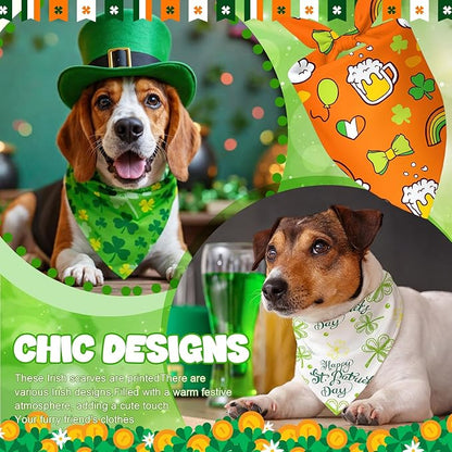 Abbylike 50 Pcs St Patrick's Day Dog Bandanas Bulk Green Shamrocks Bandanas for Dogs Triangle Kerchief Bibs Scarf for Pet Irish Costume Photo Props Pet Shops Groomer, 25 Styles (25.6 x 17.7 x 17.7)
