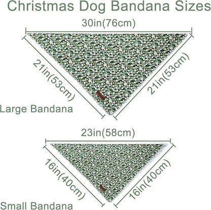 Summer Bandana - Cute Pet Bandana with Flower Pattern, Adjustable Green Puppy Bib, Washable Triangle Dog Scarf for Boy, Girl Dogs or Cats