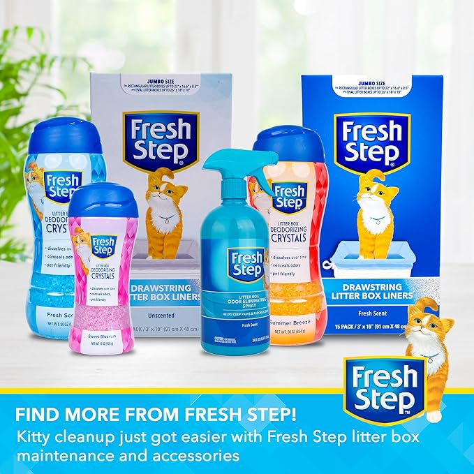 Fresh Step Cat Litter Crystals Deodorizer, Non Toxic Odor Neutralizing Crystals for Litter Boxes that Help Control Smells and Keep Home Areas Fresh, Fresh Scent, 30 Ounce