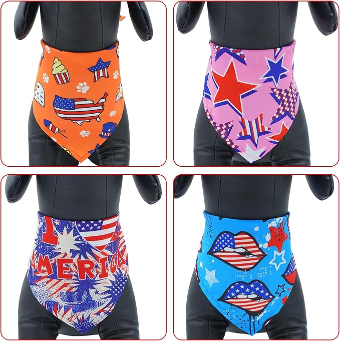 30 Pack 4th of July Dog Bandanas Bulk for Small Dogs Kittens Breed 18 Inch Patriotic Dog Bandanas XS Puppy Doggy Independence Day Dogs Bandana Grooming S