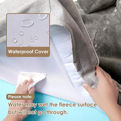 EHEYCIGA Orthopedic XL Dog Beds, Waterproof Memory Foam Dog Bed for Extra Large Dogs, Non-Slip Bottom and Egg-Crate Foam Big Pet Couch Bed with Washable Removable Cover, Grey