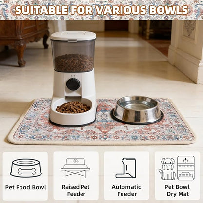 PUPTECK Dog Food Mat, Absorbent Pet Feeding Bowl Mat, Non-Slip Dog Mat for Food and Water, Quick Dry No Stains Cat Placemats Pet Supplies for Messy Drinkers, Brown 12"x20"