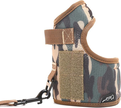 Tactical Cat Harness and Leash for Walking Escape Proof Breathable Mesh Fabric, Green Jungle Camo, Large, Adjustable Cat Walking Jackets, Padded Stylish Cat Vest