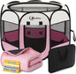 Dog Playpen, Large Puppy Pet Playpen, Dog Crate Tent Cage Indoor/Outdoor, Portable Pop Up Dogs Kennel Playpen with Carrying Case for Dogs/Cats/Rabbitss, Black