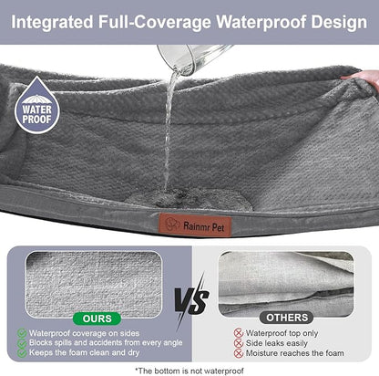 Orthopedic Dog Beds for Large Dogs, Memory Foam Dog Beds Large Sized Dogs, Washable Removable Cover, Nonskid Bottom, Waterproof, for Indoor, Outdoor, Crate ＆ Car Use, 44x32x6 Inches, Dark Grey
