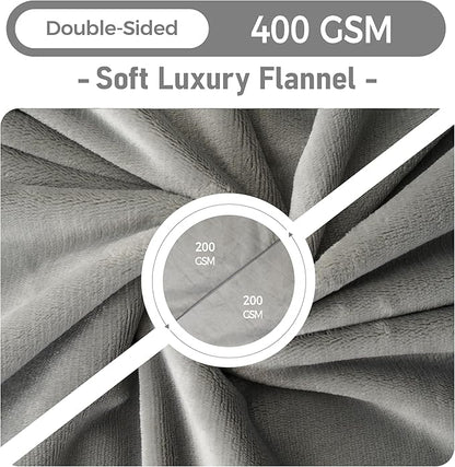 Waterproof Dog Blankets Light Grey, 30"x40" Cat Blanket for Indoor Cats, Soft Fluffy Sofa Car Bed Protector, Reversible Leakproof Flannel Puppy Blanket for Small Medium Dogs
