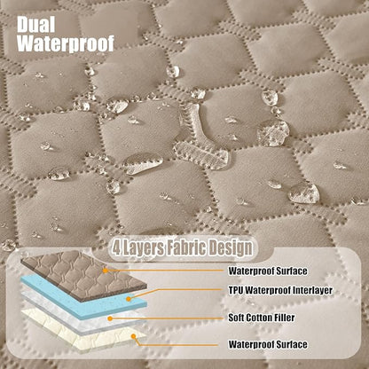 Smiry Waterproof Dog Bed Cover Blanket, Soft Reversible Pet Blanket, Washable Leakproof Cats Dogs Couch Cover for Sofa, Couch, Furniture (82x120 Inch, Taupe/Beige)