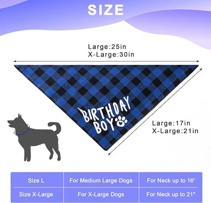 Dog Birthday Party Supplies, Dog Birthday Decorations with Bandanas/Hat/Bow Tie/Collar with 0-8 Numbers, for Large X-Large Cat Dogs Pets (X-Large, Blue)
