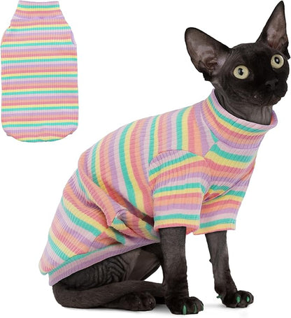 PUMYPOREITY Sphynx Cat Clothes, Turtleneck Sphynx Cat Sweaters, Cat Clothes for Cats Only, Svinx Hairless Cat Kitten Clothes Onesie,S+