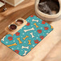 Dog Paws Cat Food Mat,Bones Absorbent Pet Feeding Mat for Food and Water Bowl,Quick Dry Dog Placemat Non Slip Rubber Backing Waterproof Pet Supplies 12" x 20"