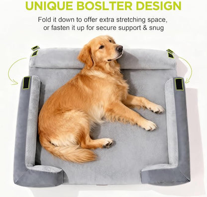 Orthopedic Dog Bed for Extra Large Dogs, XXL Waterproof Egg Crate Memory Foam Pet Bed Bolsters Dog Couch with Washable Cover & Non-Slip Bottom, 45x35