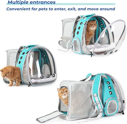 Lollimeow Expandable Cat Backpack Carrier for Large Cats & Small Dogs - Airline Approved Pet Bubble Backpack with Dual-Side Expansion, Perfect for Travel, Hiking & Outdoor Adventures, Up to 16lbs