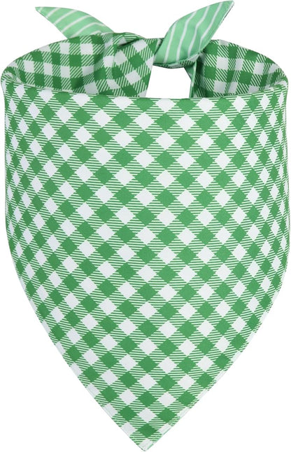 Dog Bandana Green XLarge 1PCS, Summer Spring Scarf for Boy and Girl, Durable Triangle Reversible Bibs Handkerchief for Puppy Pet