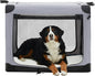 Dog Travel Crate 42 Inch, Portable Soft-Sided Travel Carriers for Dogs and Cats, Foldable Pet Kennel with 3-Doors Mesh Windows Indoor & Outdoor, Grey