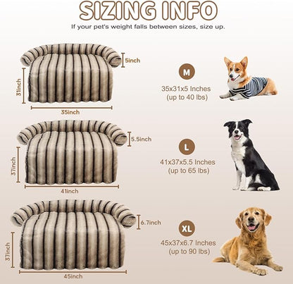 Large Dog Couch Bed, Fluffy Washable Couch Protector for Dogs with Removable Cover, Non-Slip Dog Sofa Bed, 45x37 Inch, Brown