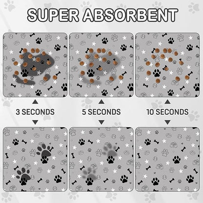 Dog Food Mat for Pet Cat Food Mat, Gray Absorbent Quick Dry Dog Bowl Mats for Food and Water, Non-Slip Cat Pet Feeding Mats for Floor Placemats 12"x20"