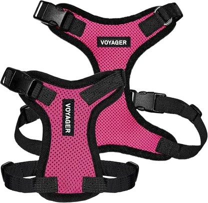 Voyager Step-in Pet Harness - All Weather Mesh, Adjustable Step in Harness for Cats and Dogs by Best Pet Supplies - Fuchsia/Black Trim, XL
