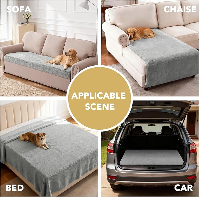H.VERSAILTEX Non Slip Pet Couch Cover Chenille Dog Bed Protector Thick Soft Sofa Slipcover Pet Friendly Washable Couch Cushion Covers for Pets (40" x 50", Dove)