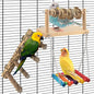 4 Pcs Bird Perch with Swing, Parrot Perches Platform with Chew Blocks, Natural Climbing Ladder Bridge Colorful Hammock for Budgies, Cockatiels, Lovebirds, Finches