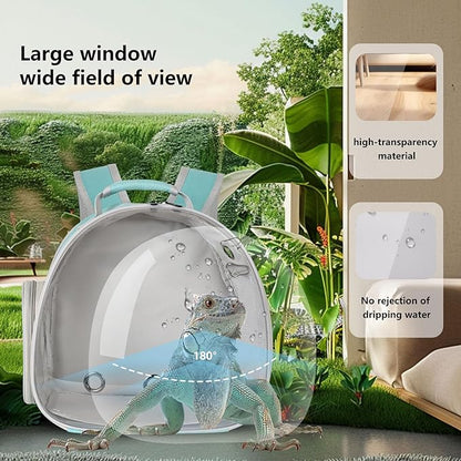 Guinea Pig Backpack Carrier, Bearded Dragon Carrier Backpack with Clear Bubble Window,Small Animal Travel Backpack for Hedgehog Rat，Chameleon,Rabbit,Sugar Glider,Airline Approved (Green, Backpack)