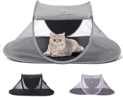 X-ZONE PET Outdoor Cat Tent, Pop Up Cat Playpen, Pet Enclosure Suitable Birds and Small Animals Gray