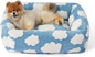 LE SURE Cute Dog Bed for Small Dogs - Washable Puppy Beds,Cozy Rectangle Orthopedic Pet Sofa with Jacquard Shaggy Plush & Anti Slip Bottom,25x21x7inches