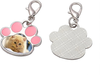 Custom Pet Photo Keychain Personalized Photo Pawprint Dog Tag Keychain Engraved Keyring Animal Pet Lover