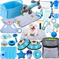 Abbylike 50 Pcs Puppy Supplies Starter Kit for Small Dogs Puppy Essentials Includes Leash, Bowls, Teeth Brushes, Water Bottle, and More Accessories for Dogs Pet Day Welcome Gift(Blue)