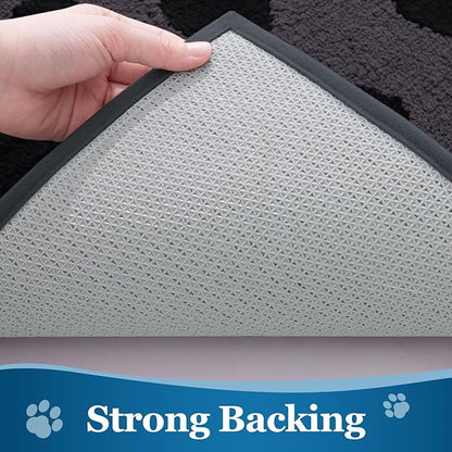 Buganda Dog Door Mat for Muddy Paws, Absorbent Dirt Trapper Washable Indoor Doormats, Non Slip Low-Profile Mud Mat for Dogs, Front Entrance Doormat for Inside Floor (36x24 Inches, Black)