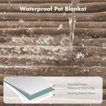 Waterproof Twin Blanket for Bed - Washable Large Dog Blankets for Bed Protector, Thick Cozy Fleece Calming Pet Blankets for Indoors & Outdoors, Brown, 60"x80"