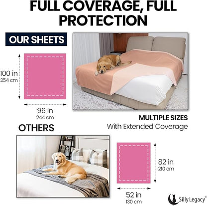 SILLY LEGACY Thin Reversible Waterproof Protective Cover or Liner for Bed or Couch (Twin Size, 90 x 55 inch), for Dogs and Cats, Babies; Incontinence, Urine, Drool