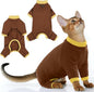 PUMYPOREITY Cat Recovery Suit, Stops Wound Licking After Surgery, Sticky Hair Shirt with Sticky Fabric, Cat Pajamas Prevents Over-Grooming, Brown, XS