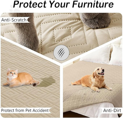 hyha Waterproof Dog Blanket, Soft Dog Bed Cover Pet Blankets, Waterproof Sofa Couch Cover for Dogs Washable, Reversible Pet Couch Covers for Sofa Furniture (30x53 Inch, Taupe/Taupe)