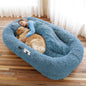 Human Dog Bed, 71''x45''x12'' Size Fits You and Pets, Washable Faux Fur Pet Bed for People Doze Off, Napping Orthopedic Dog Bed, Present Plump Pillow, Blanket, Strap - Rainbow