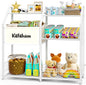 KAFAHOM Dog Toy Basket, Dog Toy Box for Living Room Area, Dogs Toy Bin with Storage Organizer, All-in-One Cat Stuff Box & Essential Holder with Can Dispenser, Great Gift for Pet Lovers