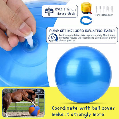 Herding Ball for Dogs and Horses - 18" Dog Herding Ball for Australian Shepherd Collie, Jolly Ball for Dogs Agility Equipment, Herding Ball Durable Bite-Resistant with Reinforced Stitching-Orange&Blue