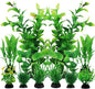 PietyPet Fish Tank Accessories Green Plants, 10pcs Green Fish Tank Decorations, Aquarium Decor Plastic Plants